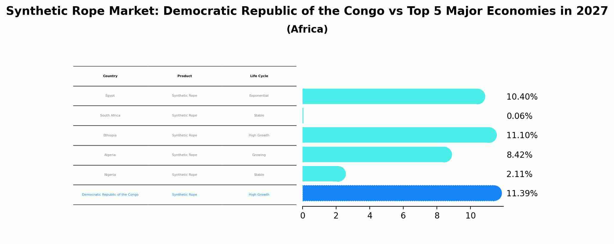 Synthetic Rope Market: Democratic Republic of the Congo vs Top 5 Major Economies in 2027 (Africa)