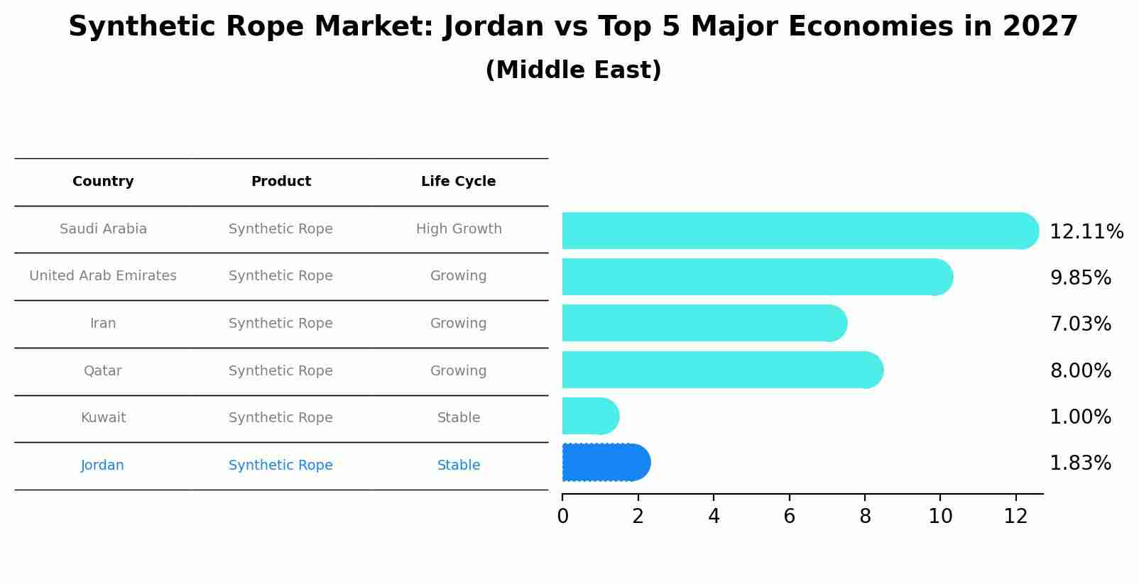 Synthetic Rope Market: Jordan vs Top 5 Major Economies in 2027 (Middle East)