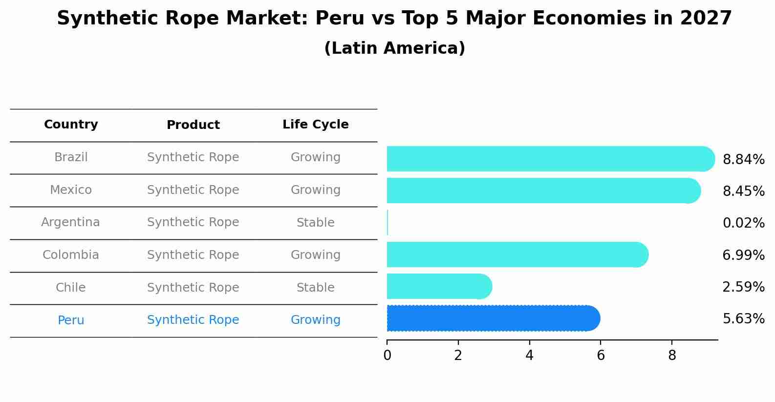 Synthetic Rope Market: Peru vs Top 5 Major Economies in 2027 (Latin America)