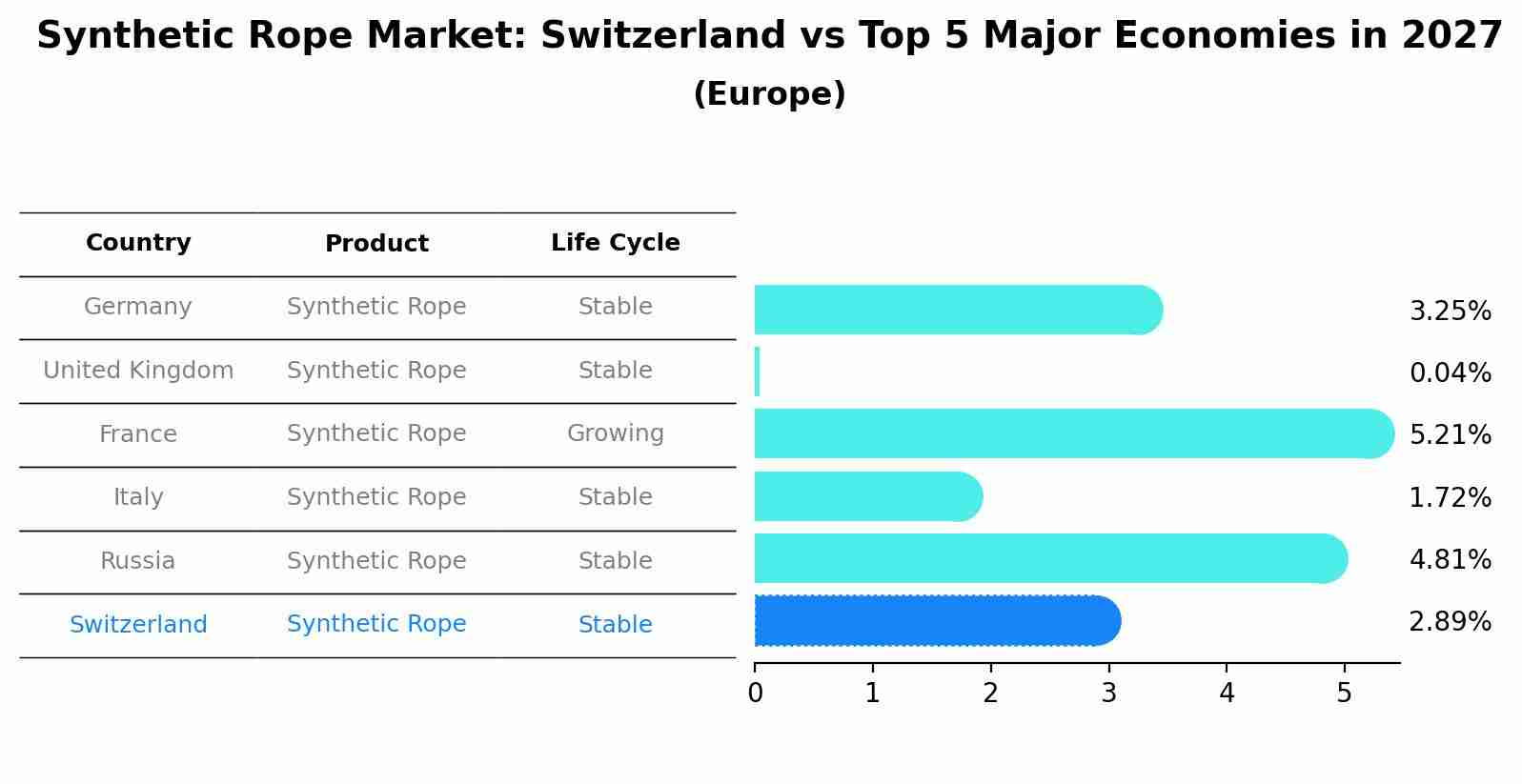 Synthetic Rope Market: Switzerland vs Top 5 Major Economies in 2027 (Europe)