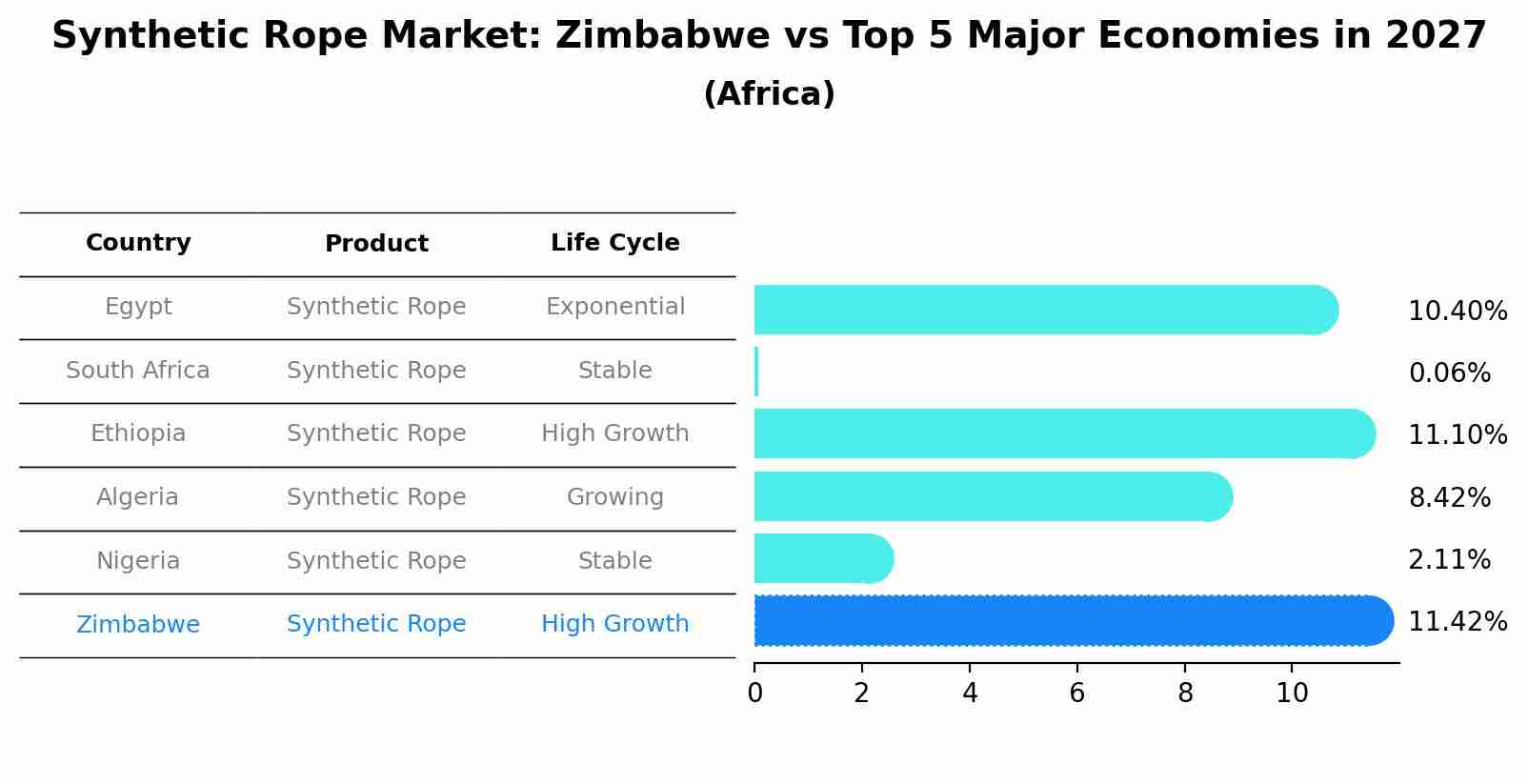 Synthetic Rope Market: Zimbabwe vs Top 5 Major Economies in 2027 (Africa)