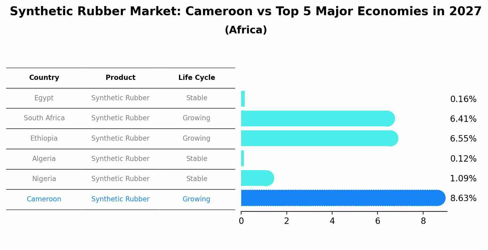 Synthetic Rubber Market: Cameroon vs Top 5 Major Economies in 2027 (Africa)