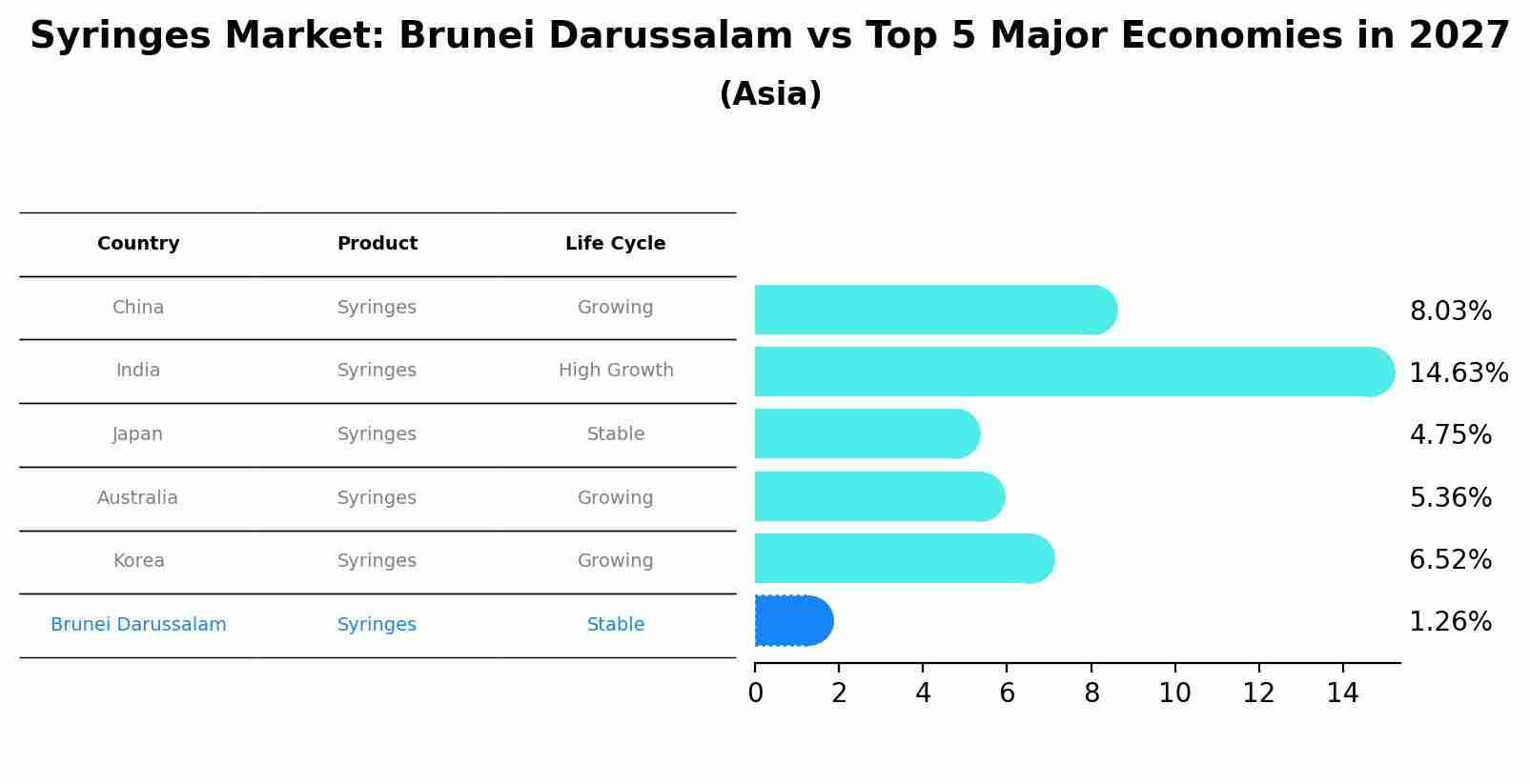 Syringes Market: Brunei Darussalam vs Top 5 Major Economies in 2027 (Asia)