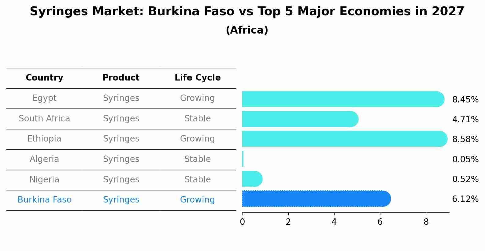Syringes Market: Burkina Faso vs Top 5 Major Economies in 2027 (Africa)