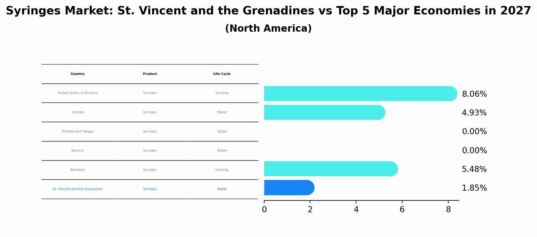 Syringes Market: St. Vincent and the Grenadines vs Top 5 Major Economies in 2027 (North America)