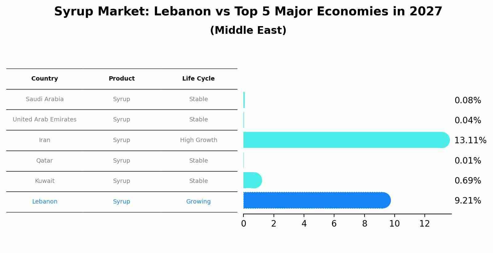 Syrup Market: Lebanon vs Top 5 Major Economies in 2027 (Middle East)