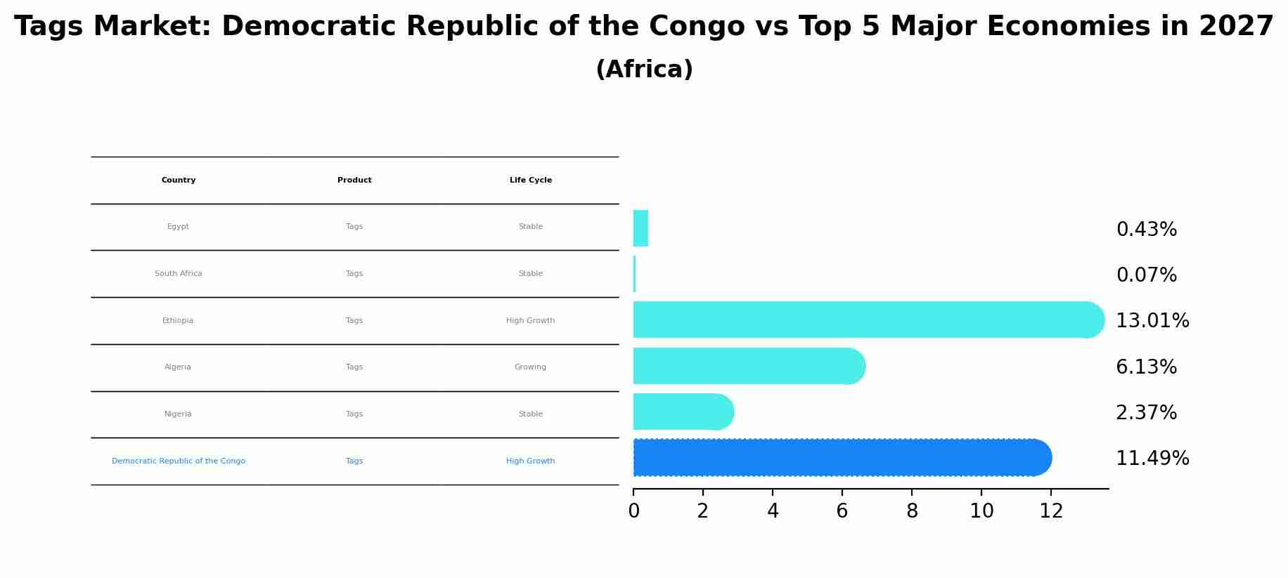 Tags Market: Democratic Republic of the Congo vs Top 5 Major Economies in 2027 (Africa)