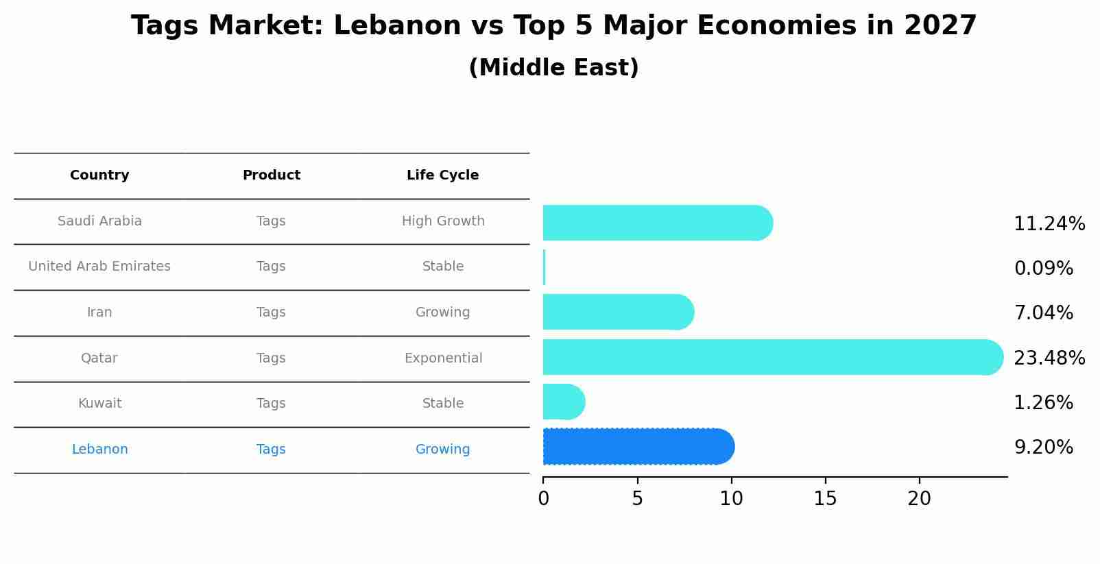 Tags Market: Lebanon vs Top 5 Major Economies in 2027 (Middle East)