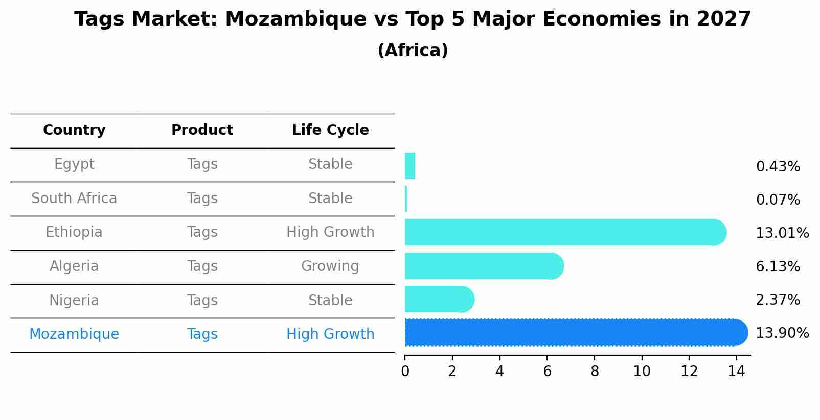 Tags Market: Mozambique vs Top 5 Major Economies in 2027 (Africa)