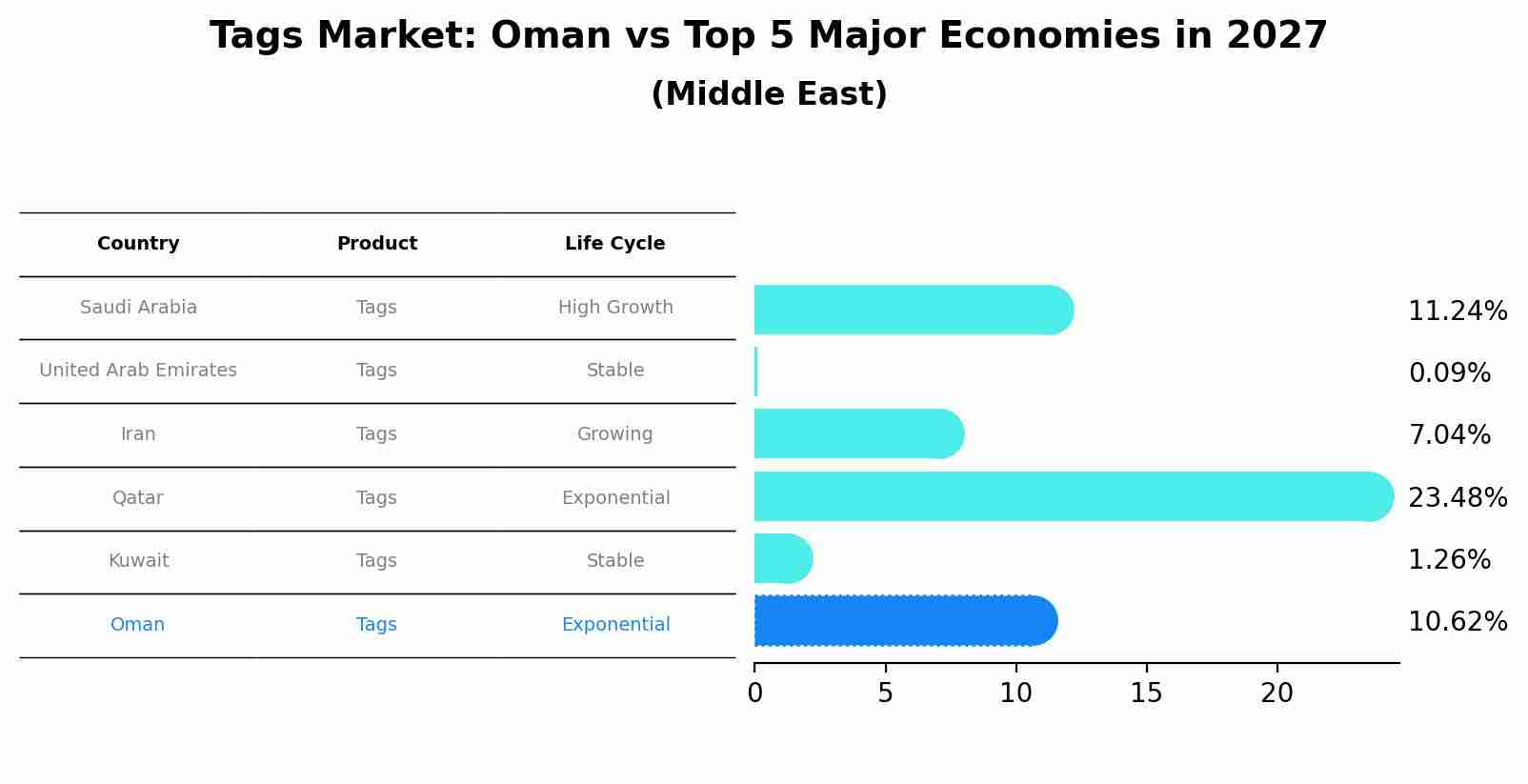 Tags Market: Oman vs Top 5 Major Economies in 2027 (Middle East)