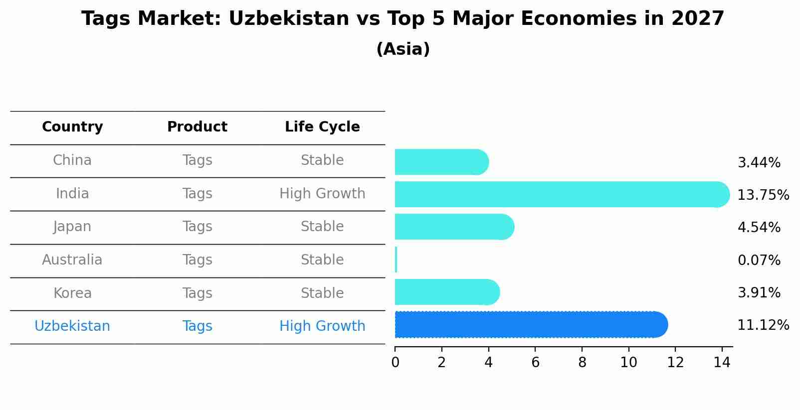 Tags Market: Uzbekistan vs Top 5 Major Economies in 2027 (Asia)