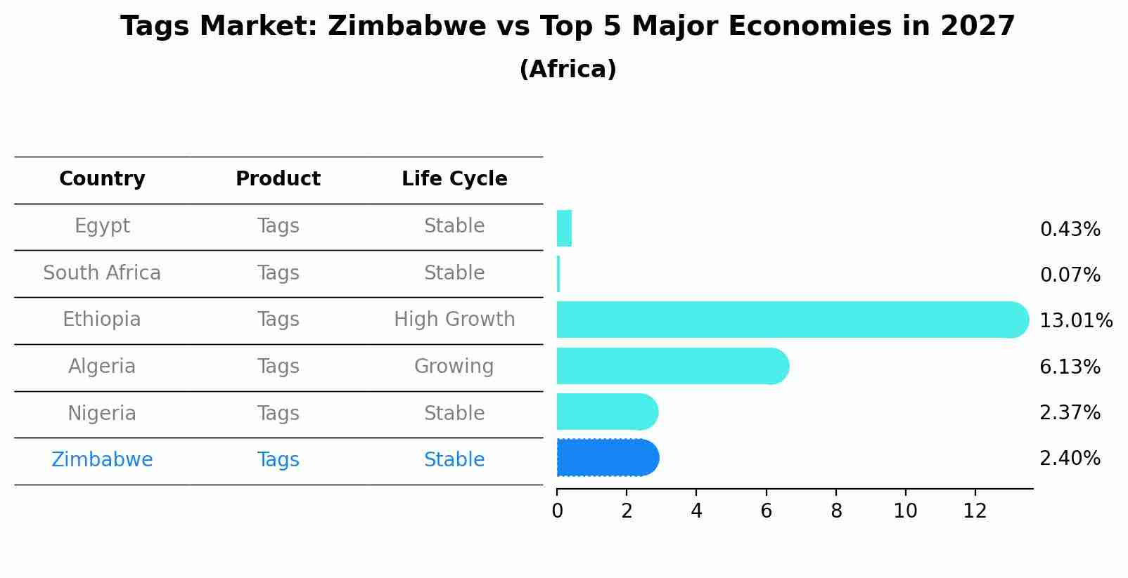 Tags Market: Zimbabwe vs Top 5 Major Economies in 2027 (Africa)