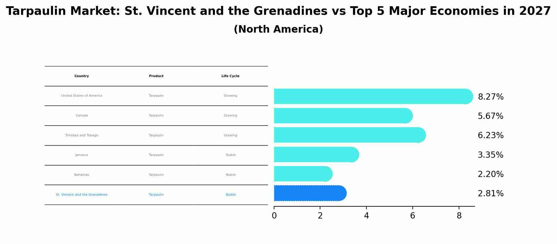 Tarpaulin Market: St. Vincent and the Grenadines vs Top 5 Major Economies in 2027 (North America)