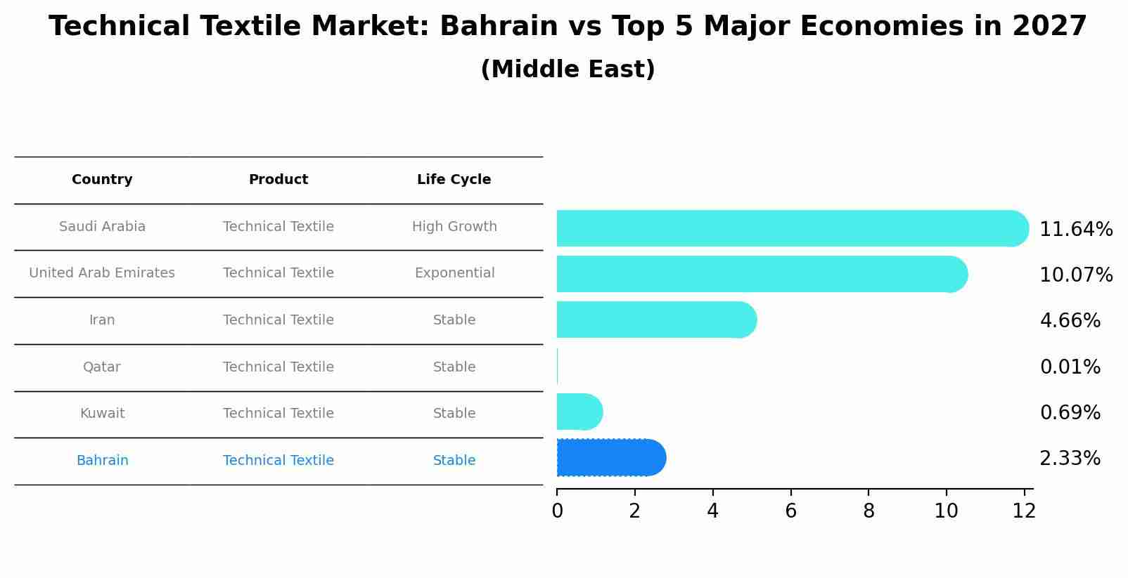 Technical Textile Market: Bahrain vs Top 5 Major Economies in 2027 (Middle East)