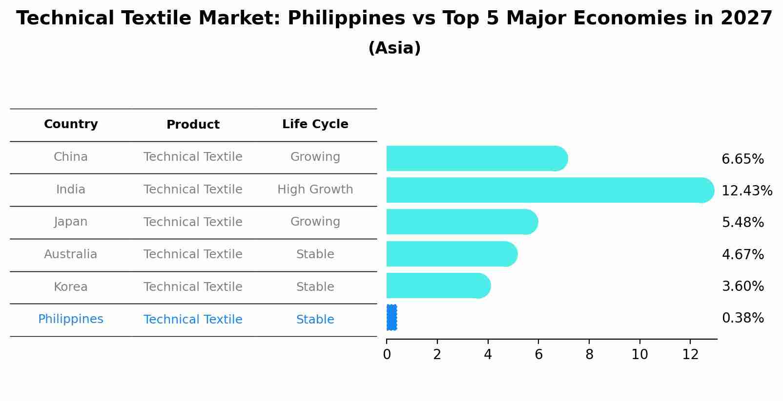 Technical Textile Market: Philippines vs Top 5 Major Economies in 2027 (Asia)