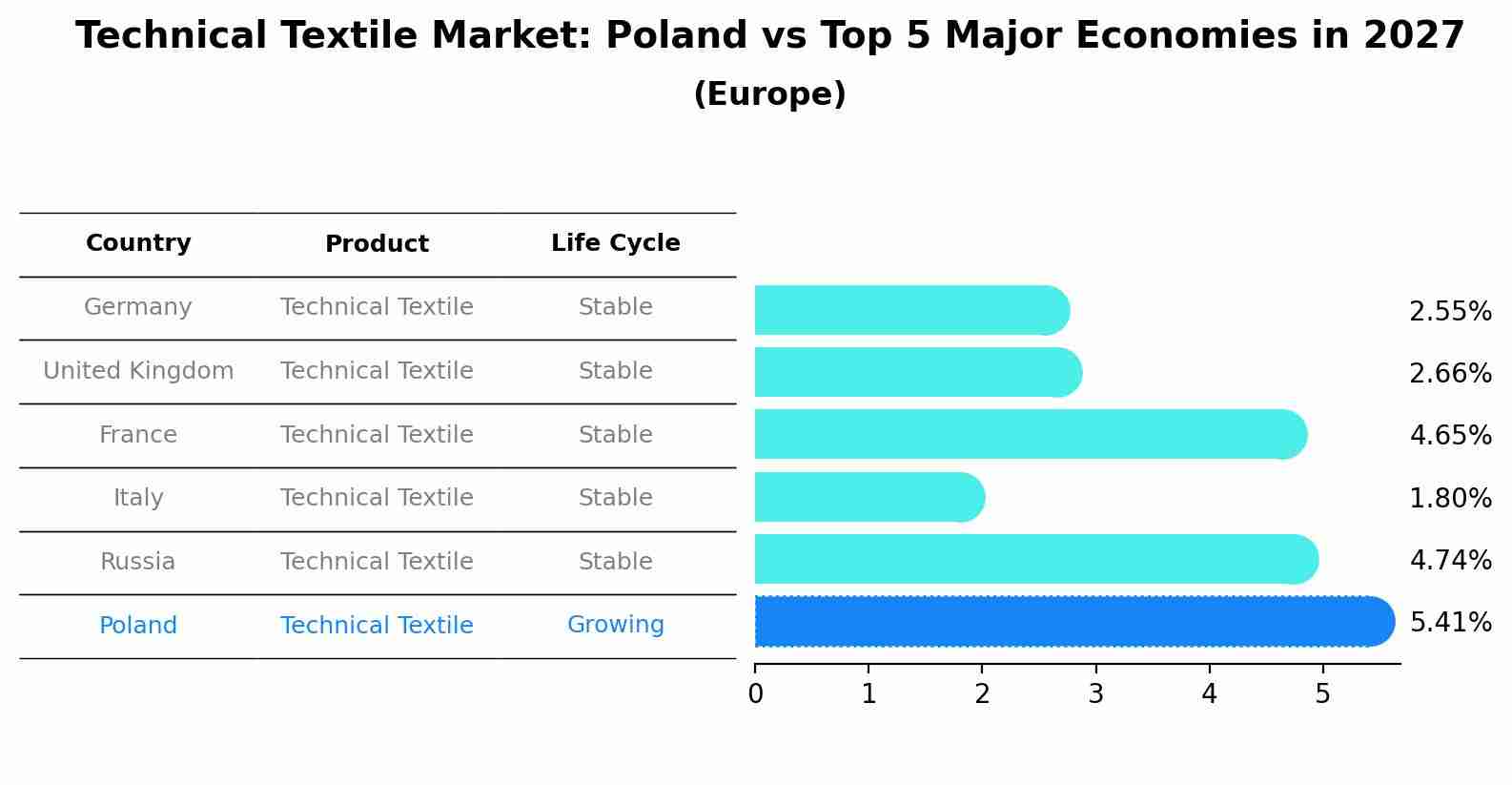 Technical Textile Market: Poland vs Top 5 Major Economies in 2027 (Europe)