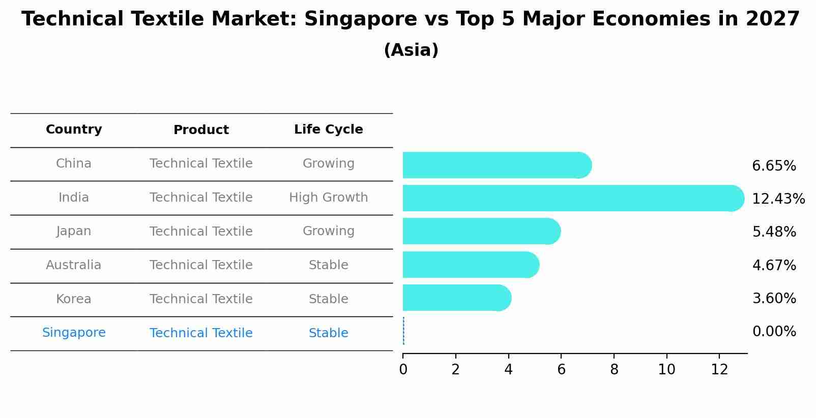 Technical Textile Market: Singapore vs Top 5 Major Economies in 2027 (Asia)