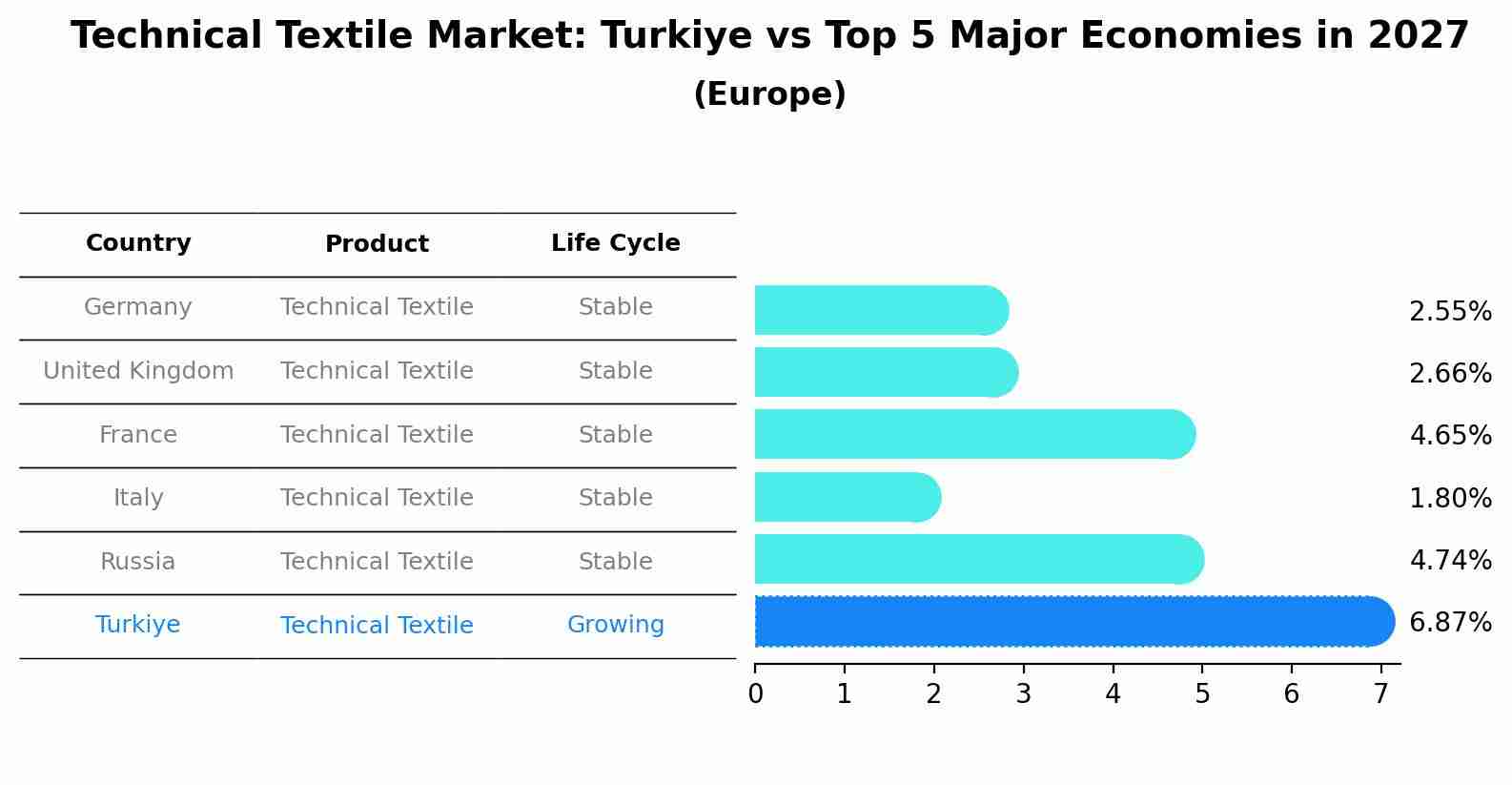 Technical Textile Market: Turkiye vs Top 5 Major Economies in 2027 (Europe)