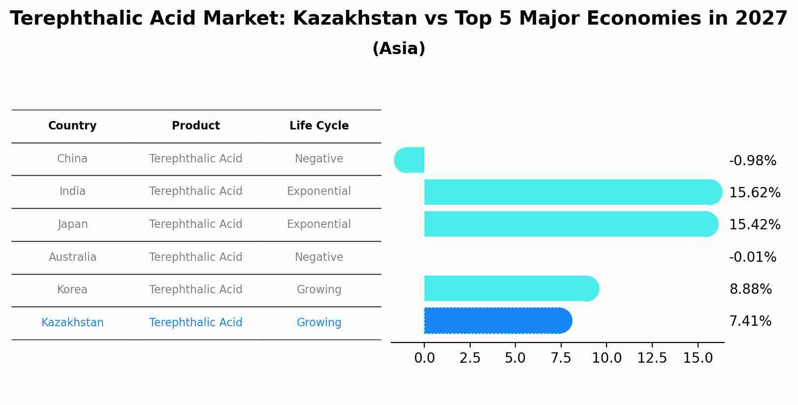 Terephthalic Acid Market: Kazakhstan vs Top 5 Major Economies in 2027 (Asia)