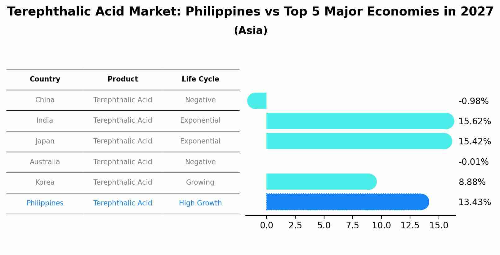 Terephthalic Acid Market: Philippines vs Top 5 Major Economies in 2027 (Asia)