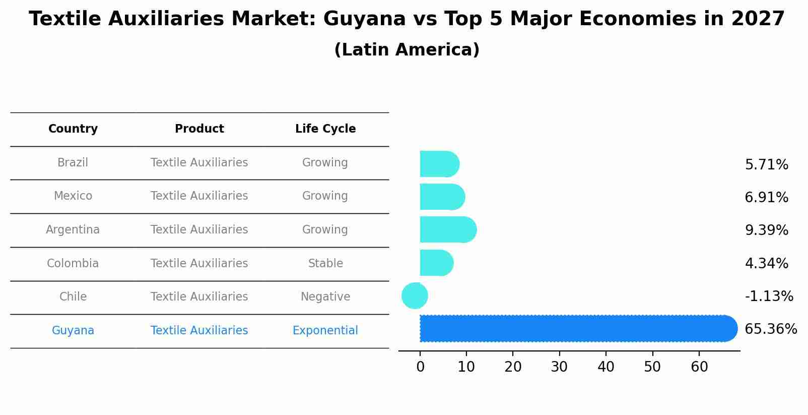 Textile Auxiliaries Market: Guyana vs Top 5 Major Economies in 2027 (Latin America)