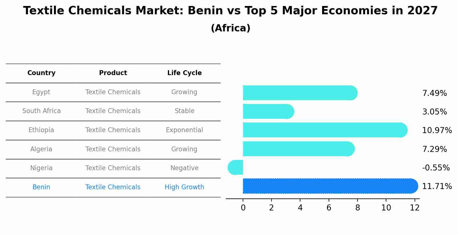 Textile Chemicals Market: Benin vs Top 5 Major Economies in 2027 (Africa)