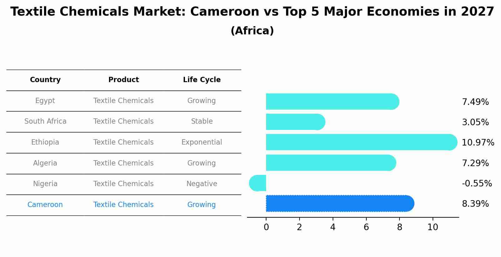 Textile Chemicals Market: Cameroon vs Top 5 Major Economies in 2027 (Africa)