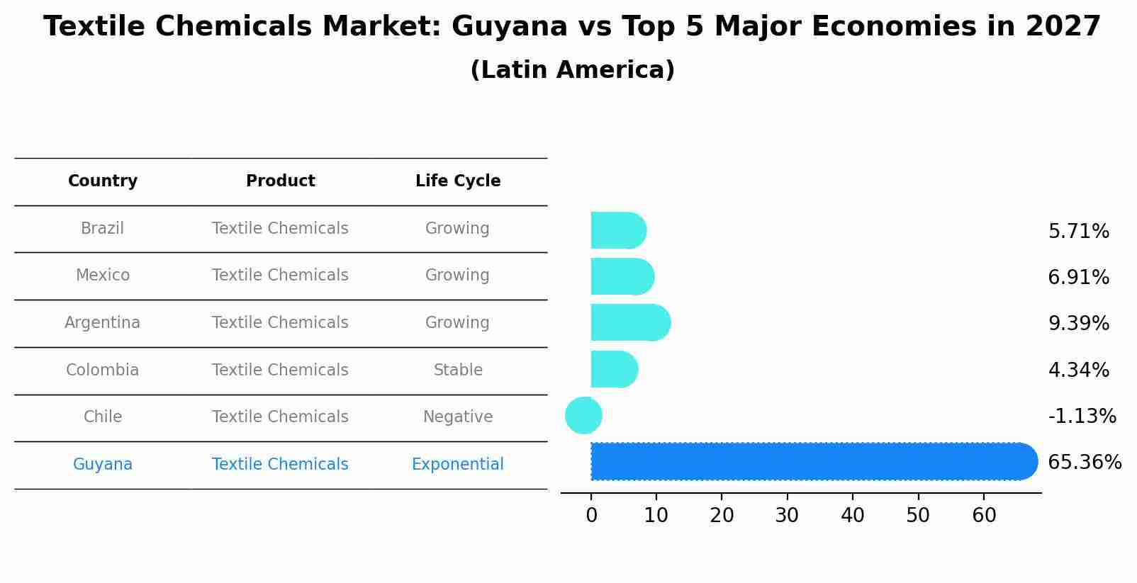 Textile Chemicals Market: Guyana vs Top 5 Major Economies in 2027 (Latin America)
