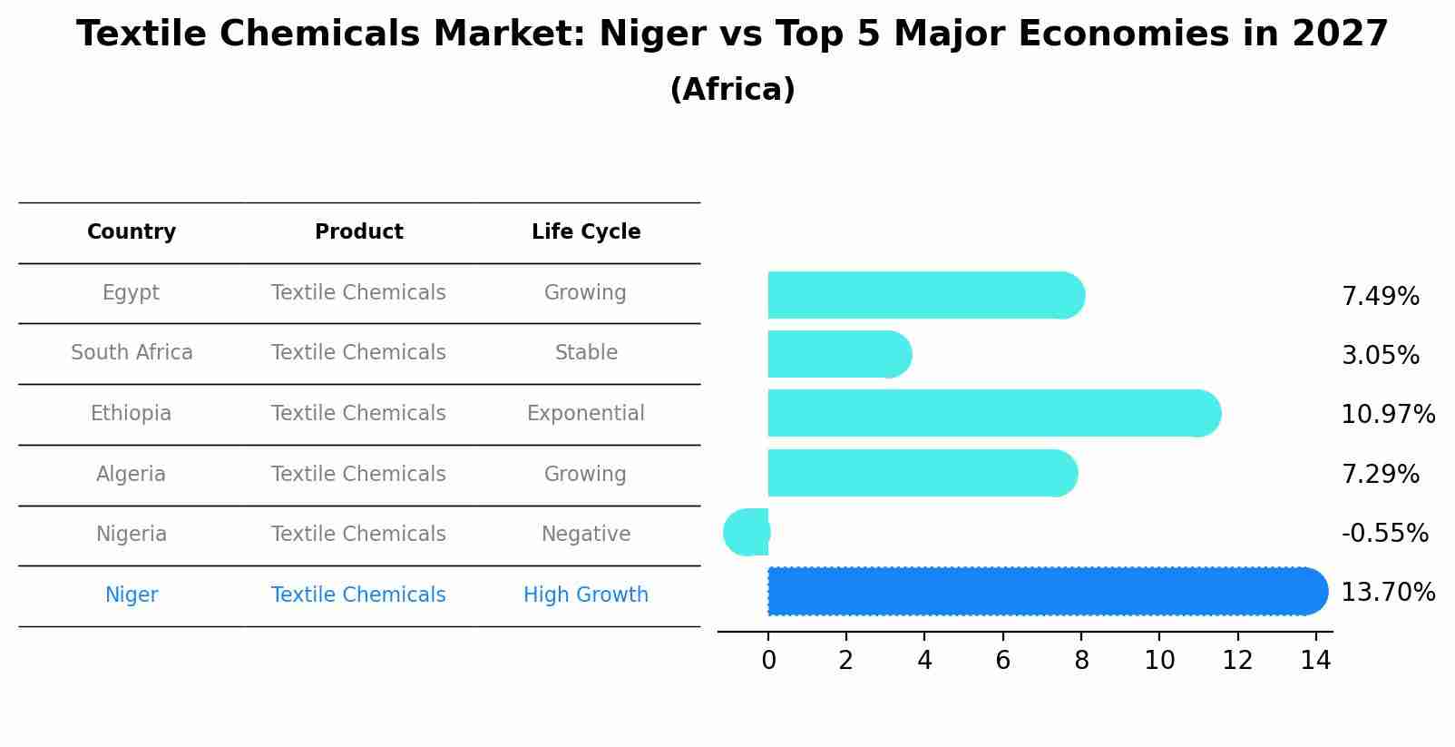 Textile Chemicals Market: Niger vs Top 5 Major Economies in 2027 (Africa)