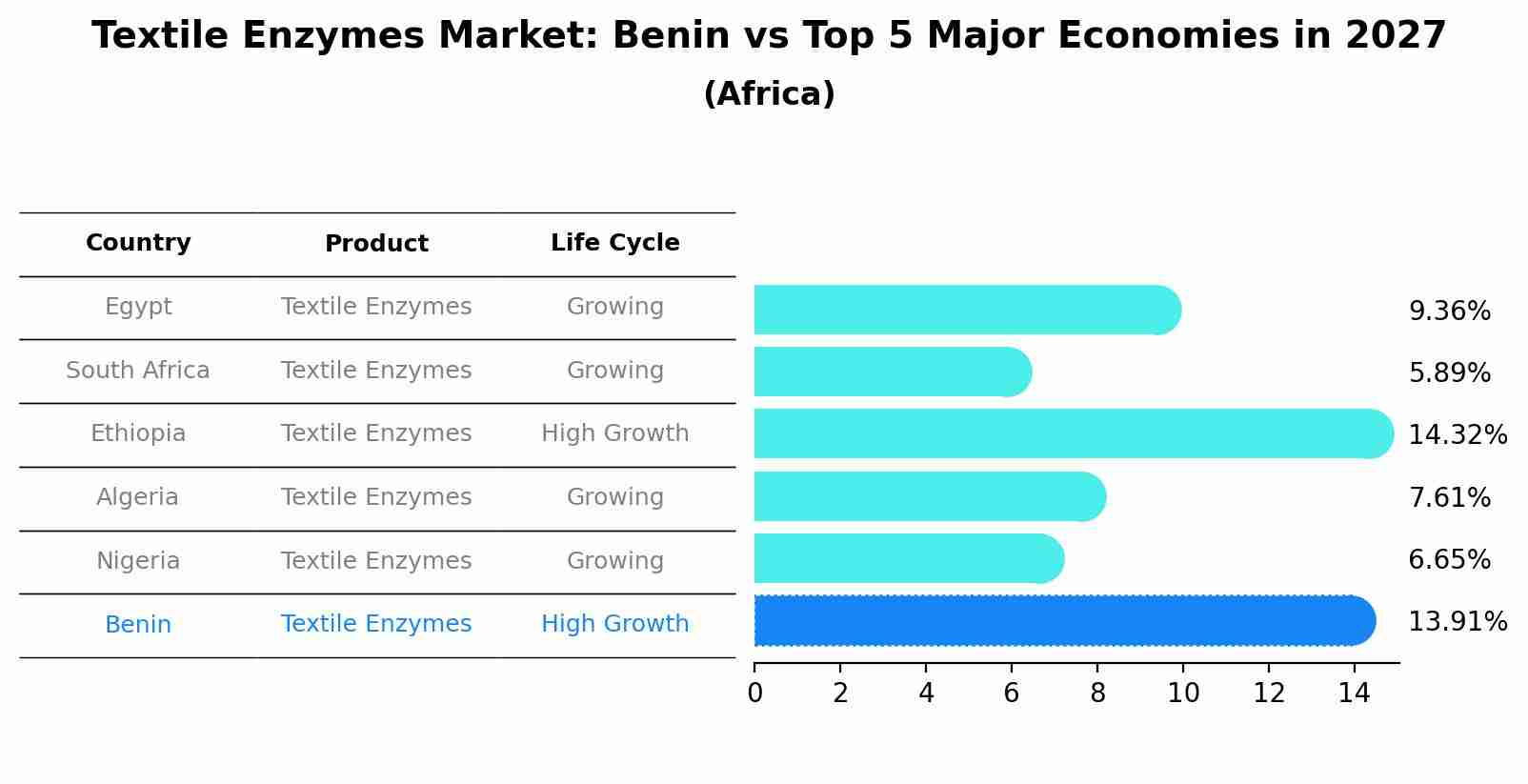Textile Enzymes Market: Benin vs Top 5 Major Economies in 2027 (Africa)
