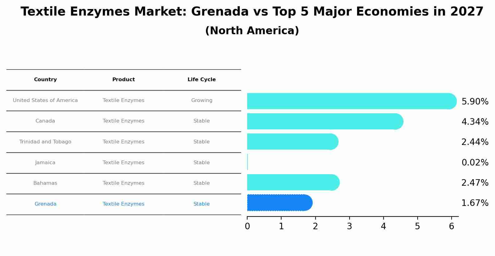 Textile Enzymes Market: Grenada vs Top 5 Major Economies in 2027 (North America)