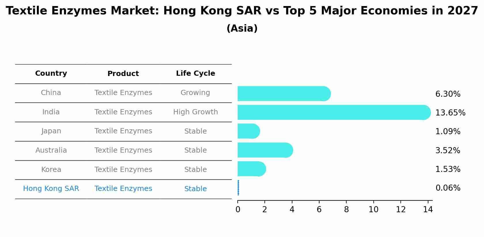 Textile Enzymes Market: Hong Kong SAR vs Top 5 Major Economies in 2027 (Asia)