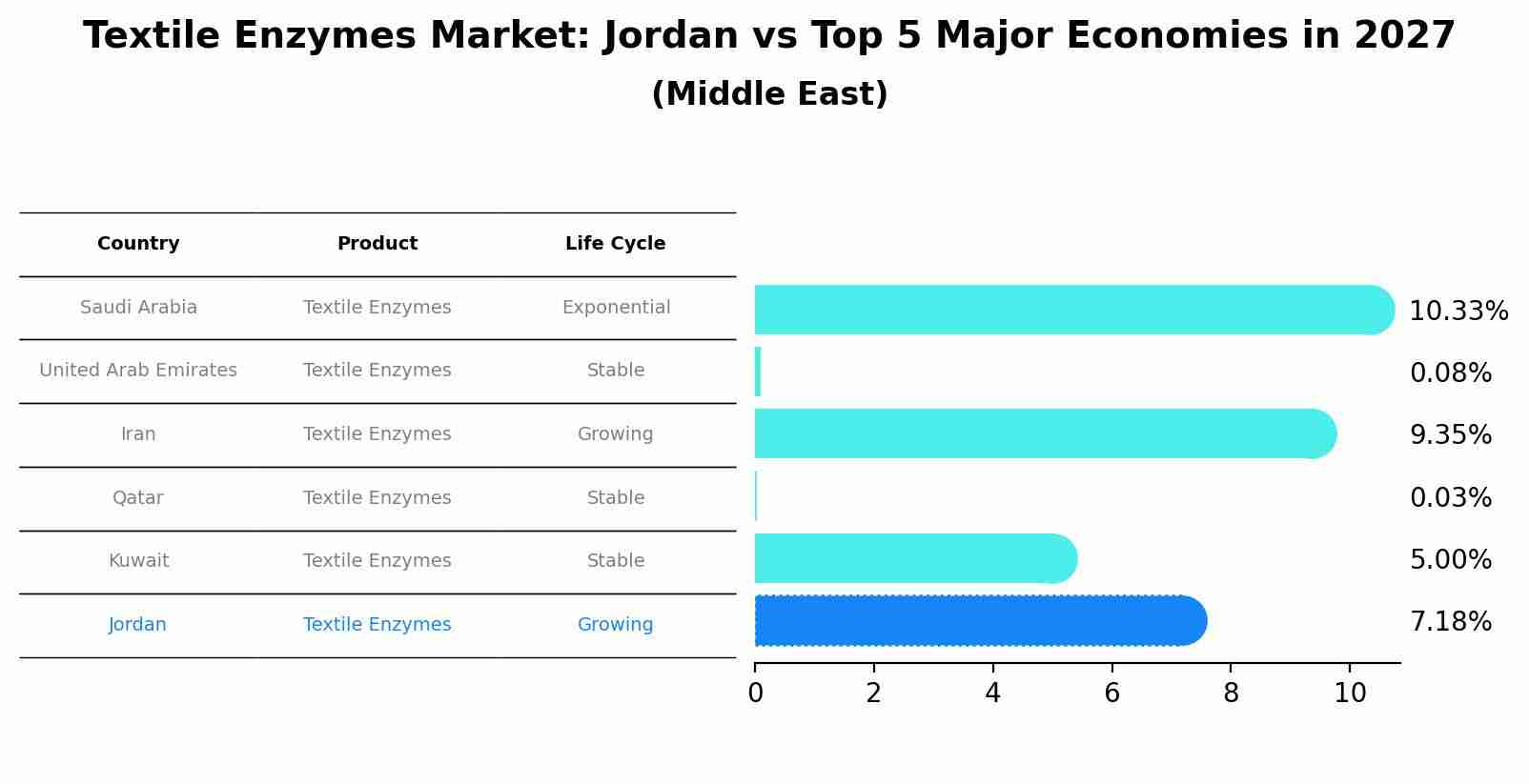 Textile Enzymes Market: Jordan vs Top 5 Major Economies in 2027 (Middle East)