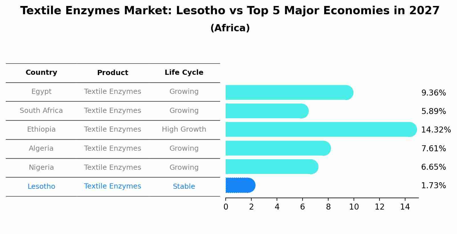 Textile Enzymes Market: Lesotho vs Top 5 Major Economies in 2027 (Africa)