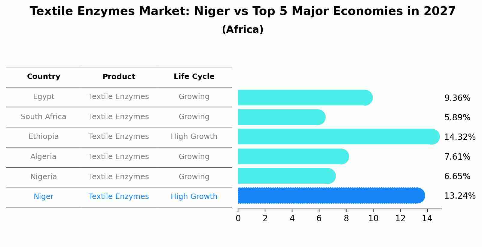 Textile Enzymes Market: Niger vs Top 5 Major Economies in 2027 (Africa)