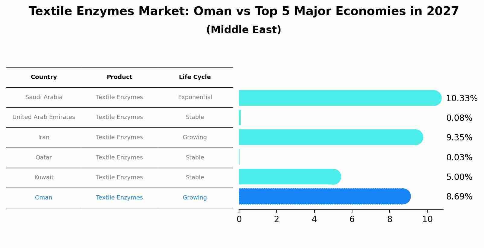 Textile Enzymes Market: Oman vs Top 5 Major Economies in 2027 (Middle East)