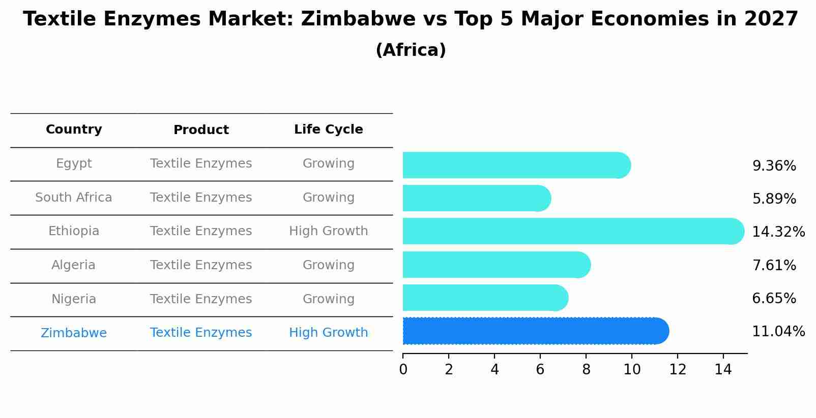 Textile Enzymes Market: Zimbabwe vs Top 5 Major Economies in 2027 (Africa)