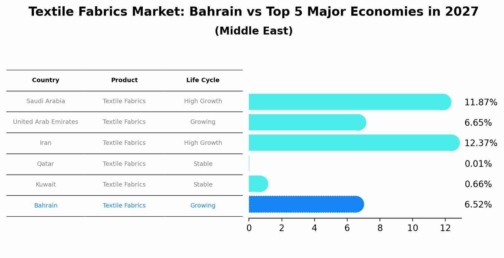 Textile Fabrics Market: Bahrain vs Top 5 Major Economies in 2027 (Middle East)