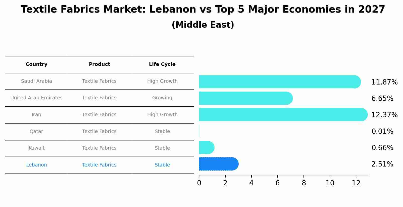 Textile Fabrics Market: Lebanon vs Top 5 Major Economies in 2027 (Middle East)