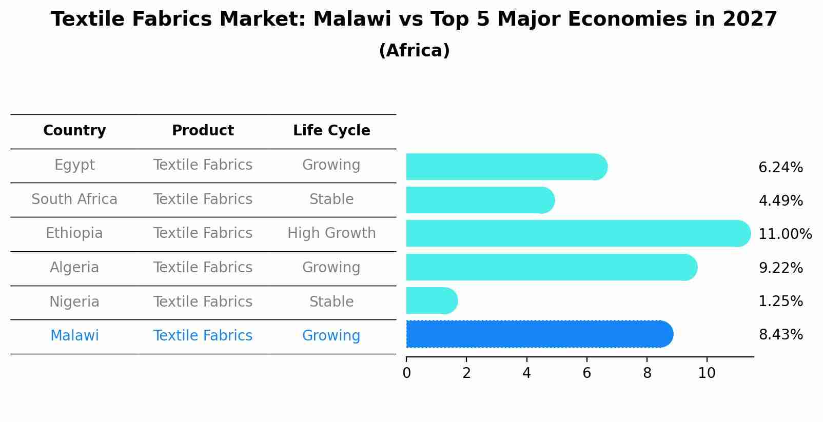 Textile Fabrics Market: Malawi vs Top 5 Major Economies in 2027 (Africa)