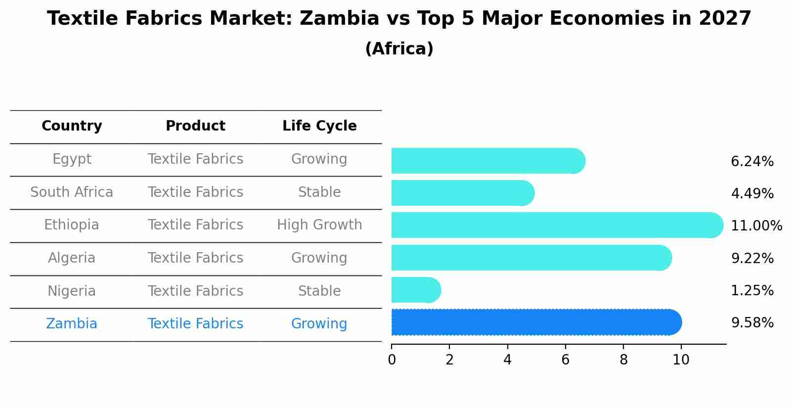 Textile Fabrics Market: Zambia vs Top 5 Major Economies in 2027 (Africa)