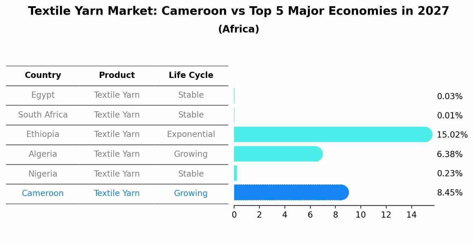 Textile Yarn Market: Cameroon vs Top 5 Major Economies in 2027 (Africa)