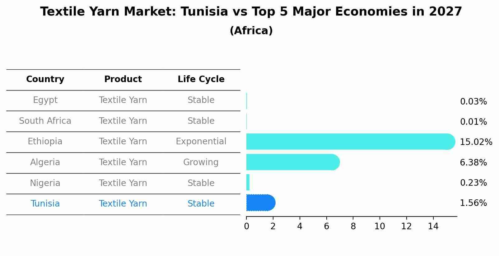 Textile Yarn Market: Tunisia vs Top 5 Major Economies in 2027 (Africa)