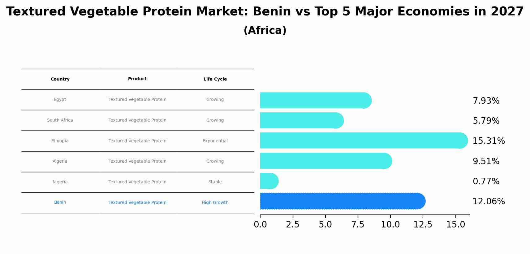 Textured Vegetable Protein Market: Benin vs Top 5 Major Economies in 2027 (Africa)