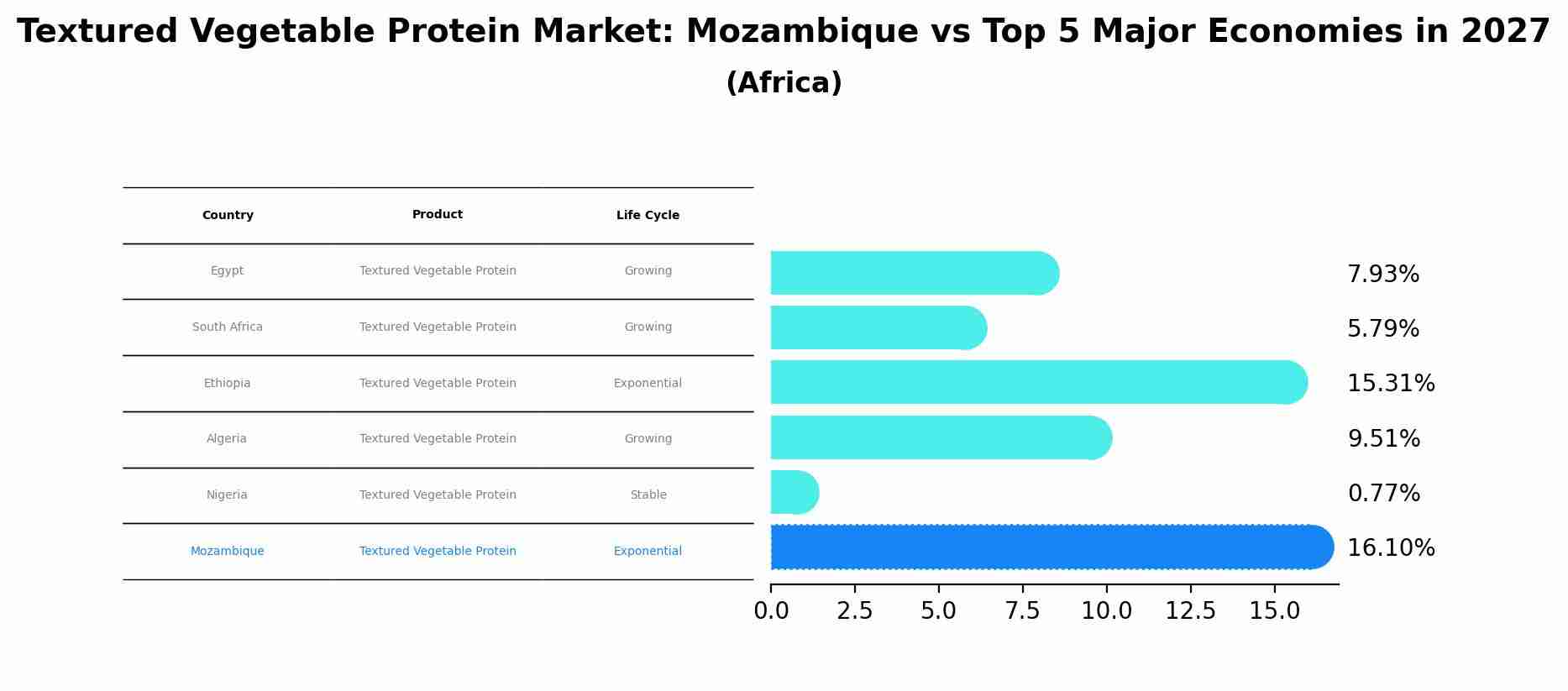 Textured Vegetable Protein Market: Mozambique vs Top 5 Major Economies in 2027 (Africa)