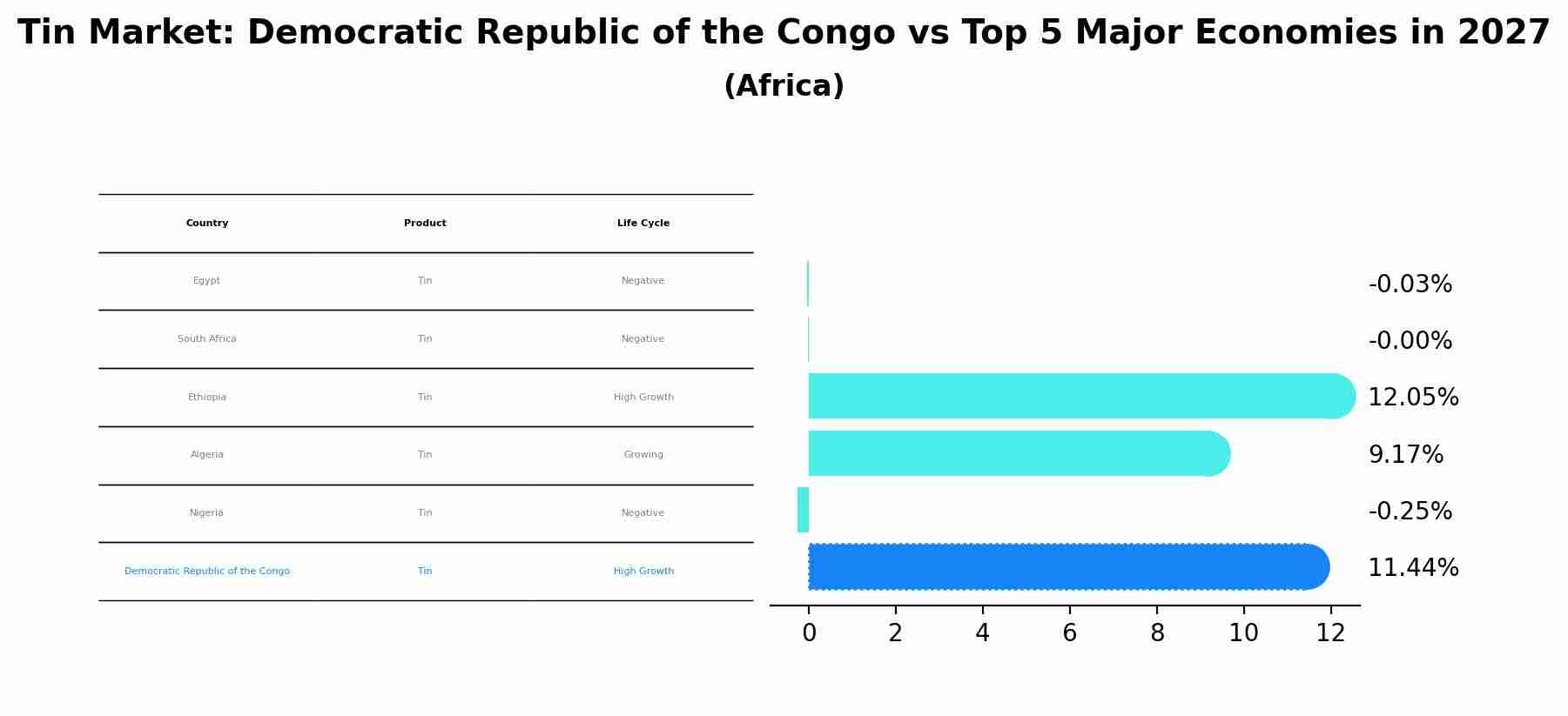 Tin Market: Democratic Republic of the Congo vs Top 5 Major Economies in 2027 (Africa)