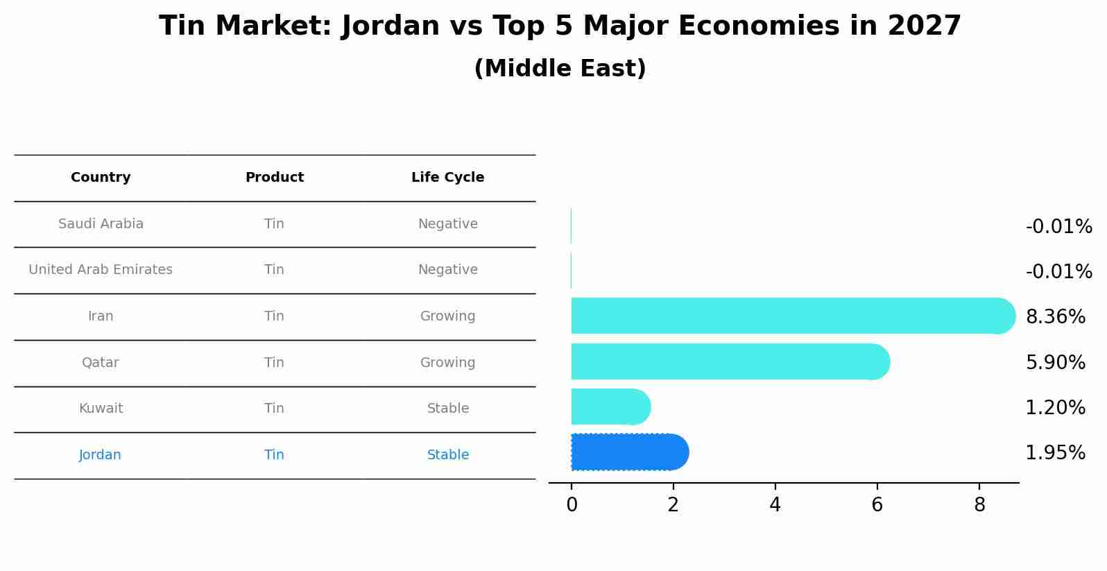 Tin Market: Jordan vs Top 5 Major Economies in 2027 (Middle East)