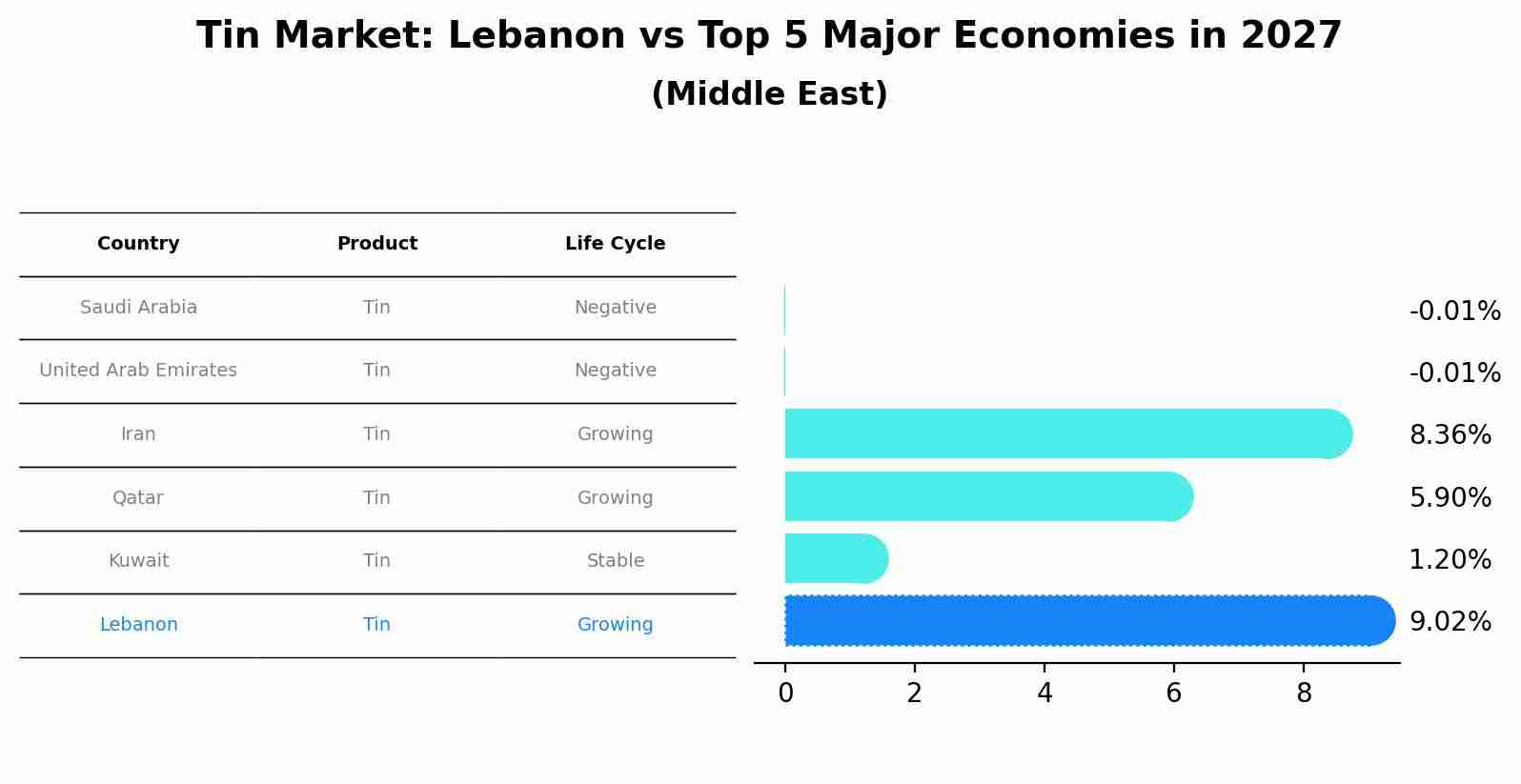 Tin Market: Lebanon vs Top 5 Major Economies in 2027 (Middle East)