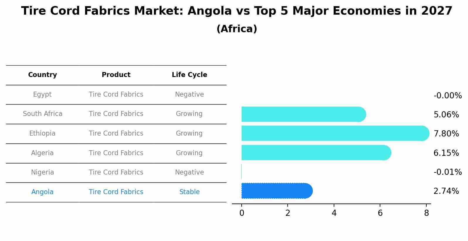 Tire Cord Fabrics Market: Angola vs Top 5 Major Economies in 2027 (Africa)