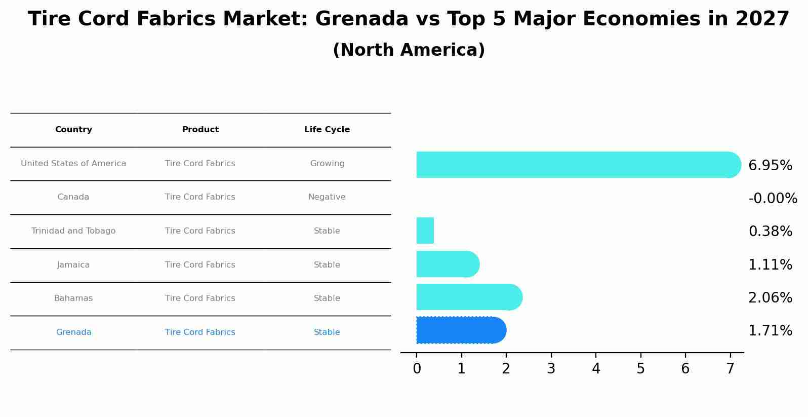 Tire Cord Fabrics Market: Grenada vs Top 5 Major Economies in 2027 (North America)